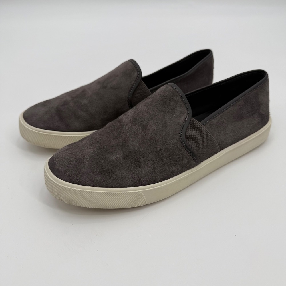 Vince Preston Suede Slip On Sneakers Women's Size 7.5‎ Gray Leather Lined